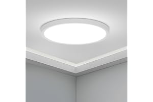 HOMEOW Plafoniera Led Soffitto Per Camera Da Letto Cucina Bagno, Lampada Led Soffitto Freddo 6000K 18W 2146LM, Plafoniere Led Rotonda Ø220mm, Ultrasottili 17mm, AC 230V, Set di 1