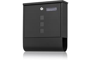 Virone Haiti Buzones De Exterior De Acero Galvanizado con Soporte para Periódicos y Ventanas (Negro)