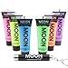 Moon Glow - Pastel Neon UV Face & Body Paint - 12ml Set of 6 - includes UV Keyring
