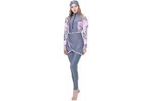 CaptainSwim New Muslim Women Modest Swimsuit Full Coverage Floral Print Three Piece Islamic Hijab Ladies Beachwear Swimming Burkini Swimwear