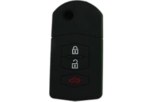 BROVACS Silicone Cover Protector Case Holder Skin Jacket Compatible with MAZDA 3 Button Flip Remote Key Fob CV9530 Black