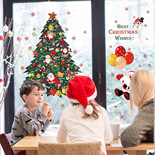 Natale Vetrofanie Albero di Natale Addobbi Natale Babbo Natale Vetrofanie PVC Rimovibile Adesivi Murali Fai da Te Finestra Decorazione Vetrina Wallpaper Adesivi - Joy.J