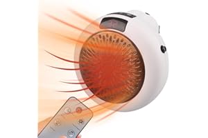 EBKCQ Radiateur Soufflant Mural, Mini Chauffage Electrique avec télécommande, Radiateur Soufflant Salle de Bain Mural, 400W Chauffage Electrique Economique pour Bain, Chambre, Maison