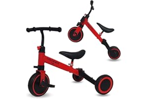 CHLOENCE - Triciclo Bambini Evolutivo 3 In 1, Bicicletta 1-5 Anni, Manubrio Regolabile, Sterzo Comodo, Sedile Regolabile, Regalo Bambini, Balance Bike, Bici Senza Pedali