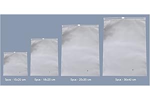 GOOGIT Sacchetti Cerniera Plastica Trasparente per indumenti Sacchetti Viaggio Vestiti Busta per Negozio Imballo Custodie per Maglioni Viaggi affari Scuola (20pcs - Set 4 misure)