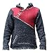 CROSS zipped neckline super warm jumper style pullover,hippy boho woolen hoodie (s, charcoal and maroon mix)