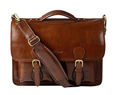 Ashwood Chestnut Leather Satchel Briefcase