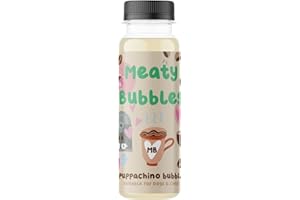 Meaty Bubbles Interactive Pet Toy Non-Toxic Vegan Friendly and Gluten Free Dog Bubbles, Ready to Use Dog Bubbles Edible with Included Bubble Wand (Puppachino)