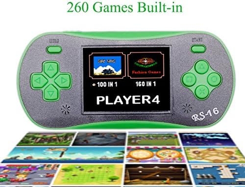 SHANGPIN 2.5" LCD Classic Portable Handheld Game Console with Speaker 260 in 1 Games-GREEN