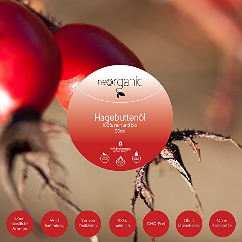 Bio Hagebuttenöl (Rosa canina L.), natürliche Anti-Aging Pflege, repariert die Haut, schonend kaltgepresst (nativ), Bioqualität, 100% Wildsammlung aus naturbelassenem Berggebiet, Feuchtigkeitsbooster für die Haut, beugt Schwangerschaftsstreifen vor, 50ml - 3