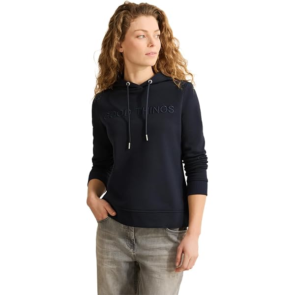 Sweat à Capuche Cecil Pour Femme - Motif Intégral, Poche Kangourou, 100% Coton Décontracté