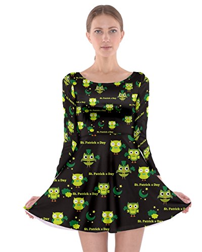 Cowcow Womens Long Sleeve Skater Dress Neon Green Shamrock St | Desertcart  Brunei