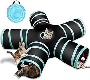 Pets Empire Cat Tunnel Toy 5 Way, Collapsible Pet Play Tunnel Tube with Storage Bag for Cats, Puppy, Rabbits, Guinea Pig, Indoor and Outdoor Use