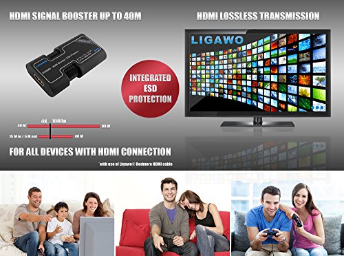 Ligawo 6526666 HDMI Kabel Booster Pro V2 Verstärker Repeater ( 4Kx2K UHD, 1080p, 3D, HDCP 2.2, Signalverstärker bis 80m mit ESD Schutz passiv ) - 4