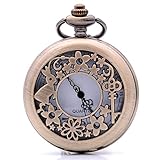 Antik Hälfte Hunter Hase Schlüssel Blumen Quarz Taschenuhr Halskette Kette Anhänger für Herren Damen Bronze