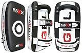 Pair of Leather Thai Pads Boxing gloves MMA training arm pad Punch blk/white