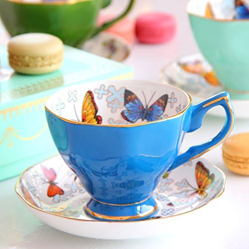 American ceramic coffee cup set european british afternoon tea ceramic cup and saucer-blue-deep blue