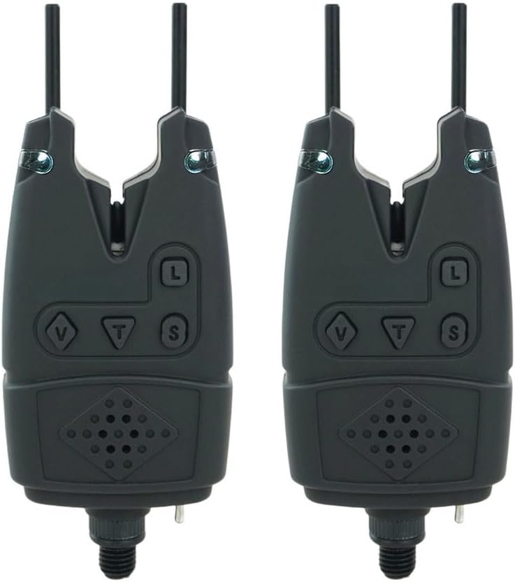 Zeroupshop Alarma de mordida de pesca de carpa con ajuste de tono de volumen ajustable y ajustes de sensibilidad, indicador de luz LED multicolor - negro, para pescadores y pesca al aire libre (2
