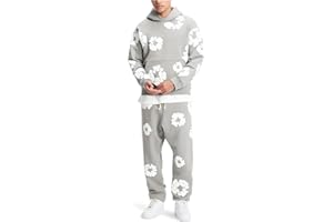 XUEQINGDE Tuta Denim Tears Uomo e Donna,2 Pezzi DENIM TEARS Tuta Jogging Sportiva Set Y2K Hip Hop Streetwear DT Tracksuit,DENIM TEARS Felpe con Cappuccio e Pantaloni con Stampa in Schiuma Alla