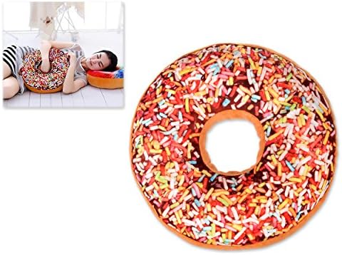 Jazlyn 40cm/15.7" Creative Stuffed Plush Doughnut Bagel Toy Throw Pillow Cushions Yummy Dessert Plush Series (Chocolate Doughnut)