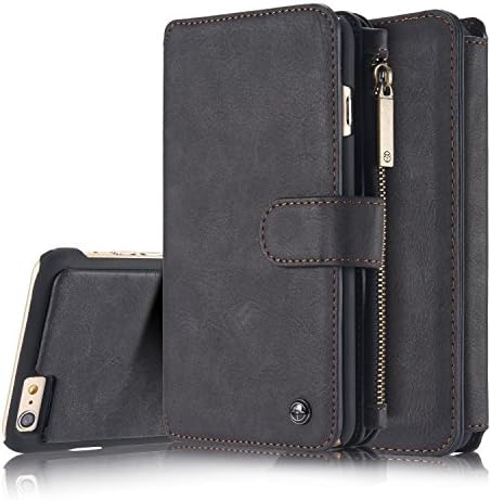 Roreikes Multifunctional Wallet Case 2-in-1 Detachable Leather Phone Case with Credit Card Slots Wallet Stand Flip Case Cover for Samsung Galaxy S7 Edge - Black