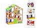 Produktbild Puppenhaus von Hape ,,4 Jahreszeiten' aus Holz, inkl. Möbel, 35 Teile. Mit Puppenset & Stickerblock. Puppenstube mit dunkelhäutiger Stoffpuppen-Familie für Kreativität & Fürsorge. Holzpuppenhaus Sonderedition!