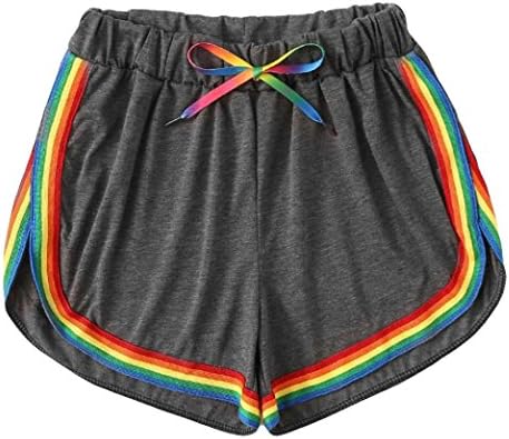 Women Casual Rainbow Print Sport Elastic Yoga Pants Beach Ladies Hot Shorts Gym Trousers Jersey Running