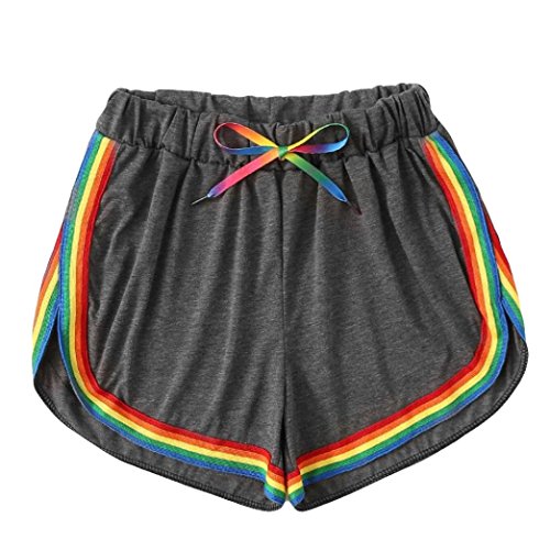 Women Casual Rainbow Print Sport Elastic Yoga Pants Beach Ladies Hot Shorts Gym Trousers Jersey Running