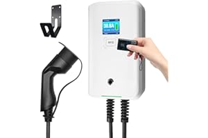 astoneves 7kW Wallbox avec RFID, 32A monophasé Station de Charge EV avec câble de Charge Type 2 de 6,1m pour véhicule électrique Conforme à la Norme IEC 62196-2 (5 Cartes)