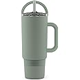 Ello Port 40oz Tumbler with Carry Loop & Integrated Handle, Vacuum Insulated Stainless Steel Reusable Water Bottle, Travel Mug with Leak Proof Lid & Straw, Perfect for Iced Coffee & Tea, Matcha