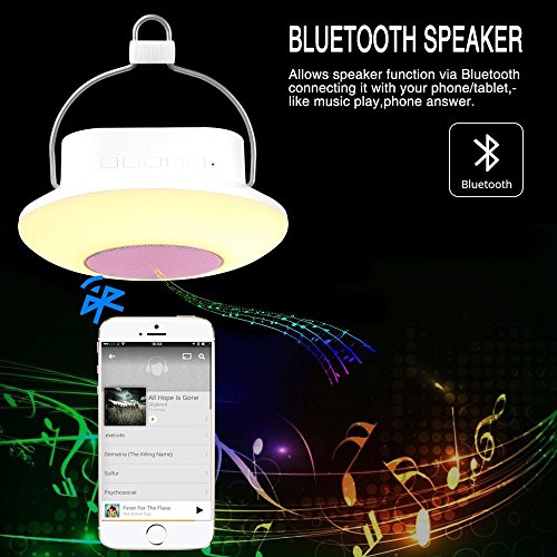 Preisvergleich Produktbild ELINKUME® Drahtlose Bluetooth Lautsprecher Lampe, Multifunktionale Hallenbad Outdoor BeleuchtungCamping Lampe + Radio + Musik-Player + Kleine Nacht Licht,Buntes Dimmen, 3 Helligkeit Justierbar