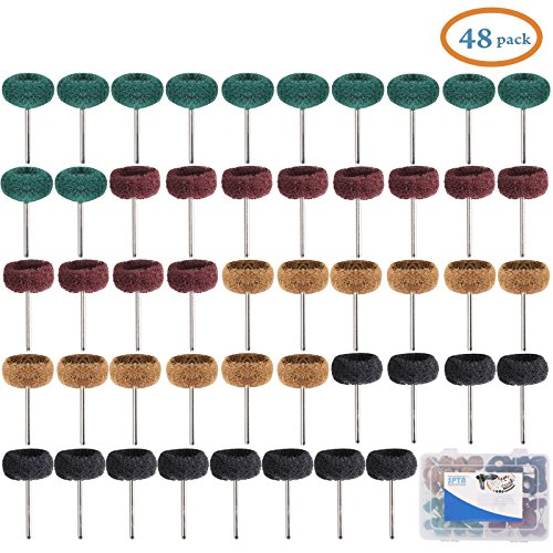 SPTA 48tlg 25mm Mix Grit (80#-300#) Schleifscheibe aus Faservlies Mit Kunststoff-Box für Proxxon Dremel Kabelgebundenes Multifunktionswerkzeug Schleifen, Schleifen, Polieren--1/8"(3mm) Schaft
