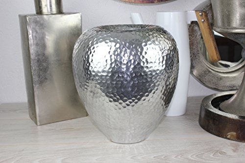 ALU Vase 26×30 hoch Silber bauchig hammerschlag gehämmert Tisch Amphore - 2