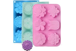 REYOK 3PCS 6-Cavità di Figura del Fiore della Torta del Silicone Stampi Silicone Flower Soap Mold fondente di figura che decora Ice Cube Vassoi per Homemade Cupcake Torta al cioccolato