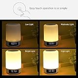 Keynice kabellosen Bluetooth Lautsprecher, Nachttisch-Lampe ,mehrfarbigem und dimmbaren,Schlummerfunktion und Wecker mit LED Zeitanzeige, Touch-Sensor, Freisprechfunktion, Gerät mit TF Kartenfunktion (weiß) - 2