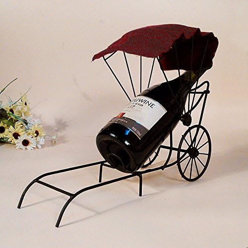 AJUNR-Iron crafts peng Cloth rickshaw wine rack, retro Chinese style fashion gifts35×11×13CM,B