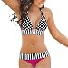 Produktbild Jaminy Damen Neckholder Bikini Set Push up Triangel Bikinis,Bademode Frauen Streifen Bikini Set Bandage Push-up Badeanzug Baden Strandkleidung (L)