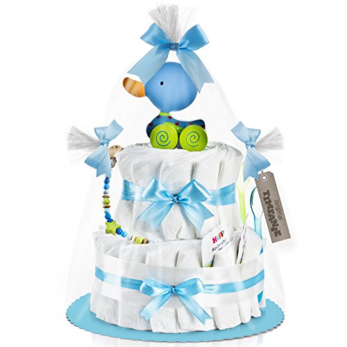 Preisvergleich Produktbild Timfanie® Windeltorte / Ziehente (2-stöckig / baby-blau)