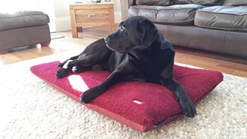 Sherpa Fleece Waterproof Padded Dog Mattress (Winterberry Red, Large)