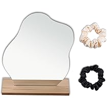 Specchio Da Tavolo Irregolare In Acrilico Con Base Legno - 23,6x19 Cm, Per Trucco E Decor - Foto 10
