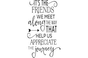 TLK DESIGNS It's The Friends We Meet Along The Way That Help Us Appreciate The Journey Quote Wine Bottle Vinyl Decal Sticker for Car/Window/Wall (Black Gloss)