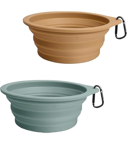 Traderplus - Set Di 4 Ciotole Pieghevoli In Silicone, Per Cani, Portatile, Da Viaggio, Cibo Per Animali Domestici E Gatti, Con Moschettone Per Escursionismo, Campeggio