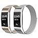 Produktbild Sun studio Fitbit Charge 2 Armband, Milanese Fitbit Charge 2 Ersatzarmband Edelstahl Fitbit Armbänder Charge 2 mit Magnet-Verschluss Armband für Fitbit Charge  (5.5"-8.5", Champagner + Silber)