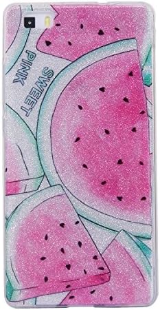 HeBan Luxury Bling Bling Glitter Sparkle Designer Case Shockproof Shining Fashion Style Back Cover for HUAWEI P8 Lite 2015 Release - Fruit Watermelon
