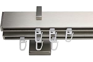 Stylelex Tetra Edelstahl-Optik 2-läufig - Träger 9,1cm - Rechteckig - Bis 300cm am Stück - 160cm - Endkappe