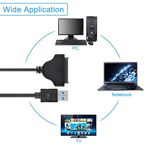 ELUTENG SATA USB Adapter High Speed 6Gbps USB3.0 SATA zu USB Kabel für 2.5 Zoll Festplatten Laufwerke SSD / HDD Adapter SATA 3.0 Cable für Windows und Mac OS - 3