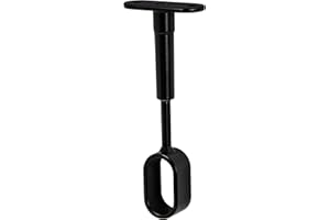 Gedotec Schrankrohr-Mittelträger für Decken-Montage Schrankrohrhalter für Garderoben-Stange Oval | Kleiderstangen-Befestigung 30 x 15 mm | Stahl schwarz | 1 Stück - Stangenhalter höhen-verstellbar