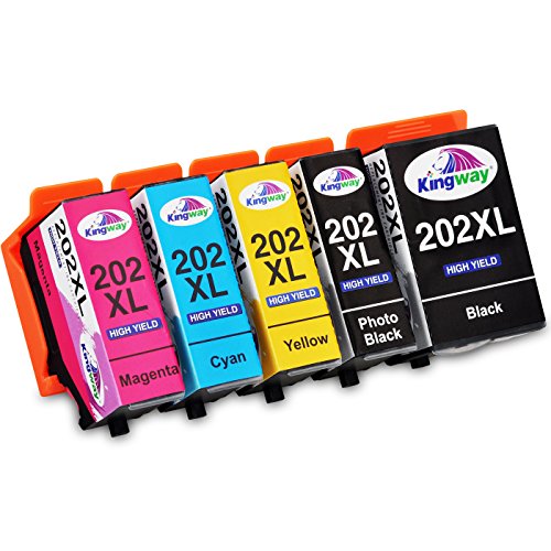 kingway Reemplazo para Epson 202  202  x l cartuchos de tinta compatibles con Epson Expression Premium xp-6000  xp-6005       negro foto negro cian magenta amarillo       Multicolor  Pack de 5 