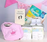 Windeltorte Mädchen rosa Krone „PRINZESSIN “ 1x rosa Lätzchen,1x Babysocken + Grußkarte| Geschenk Geburt - 2