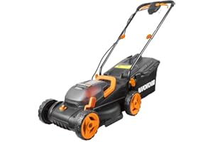 WORX WG779E Akku-Rasenmäher 40V (2 x 20V) - 34 cm Schnittbreite - ideal für Gärten bis zu 280m² - IntelliCut Technologie - einfache Aufbewahrung - inkl. 2x2,5Ah Akkus & Dual-Schnellladegerät